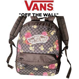Vans Off The Wall Floral Checked Standard Size Book Bag Travel School Backpack